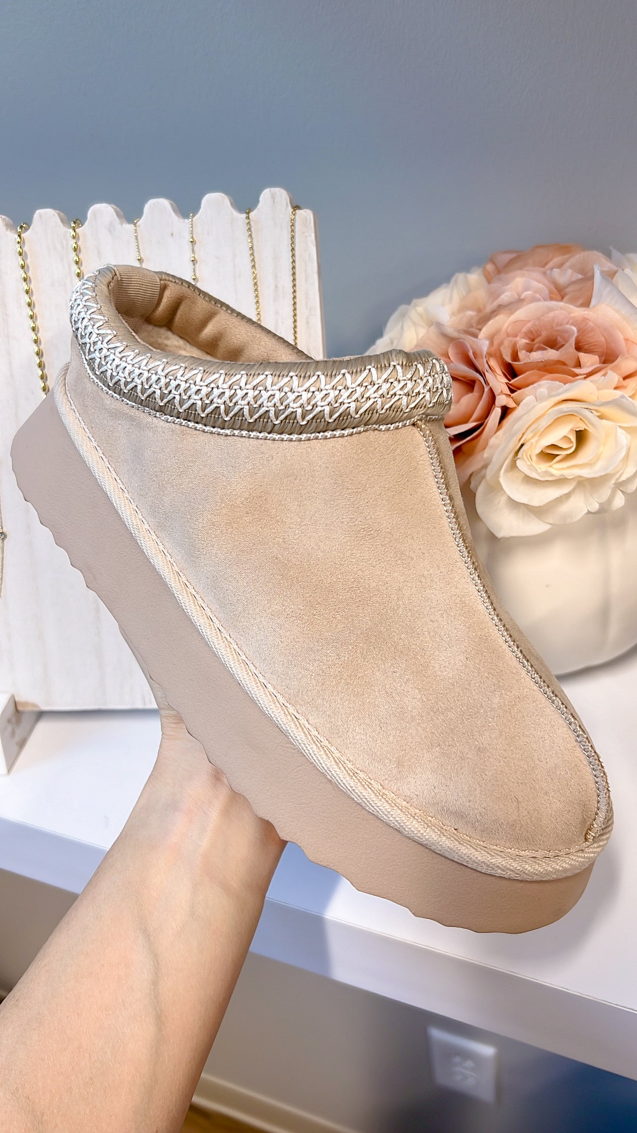 Joleen Beige Platform Slippers