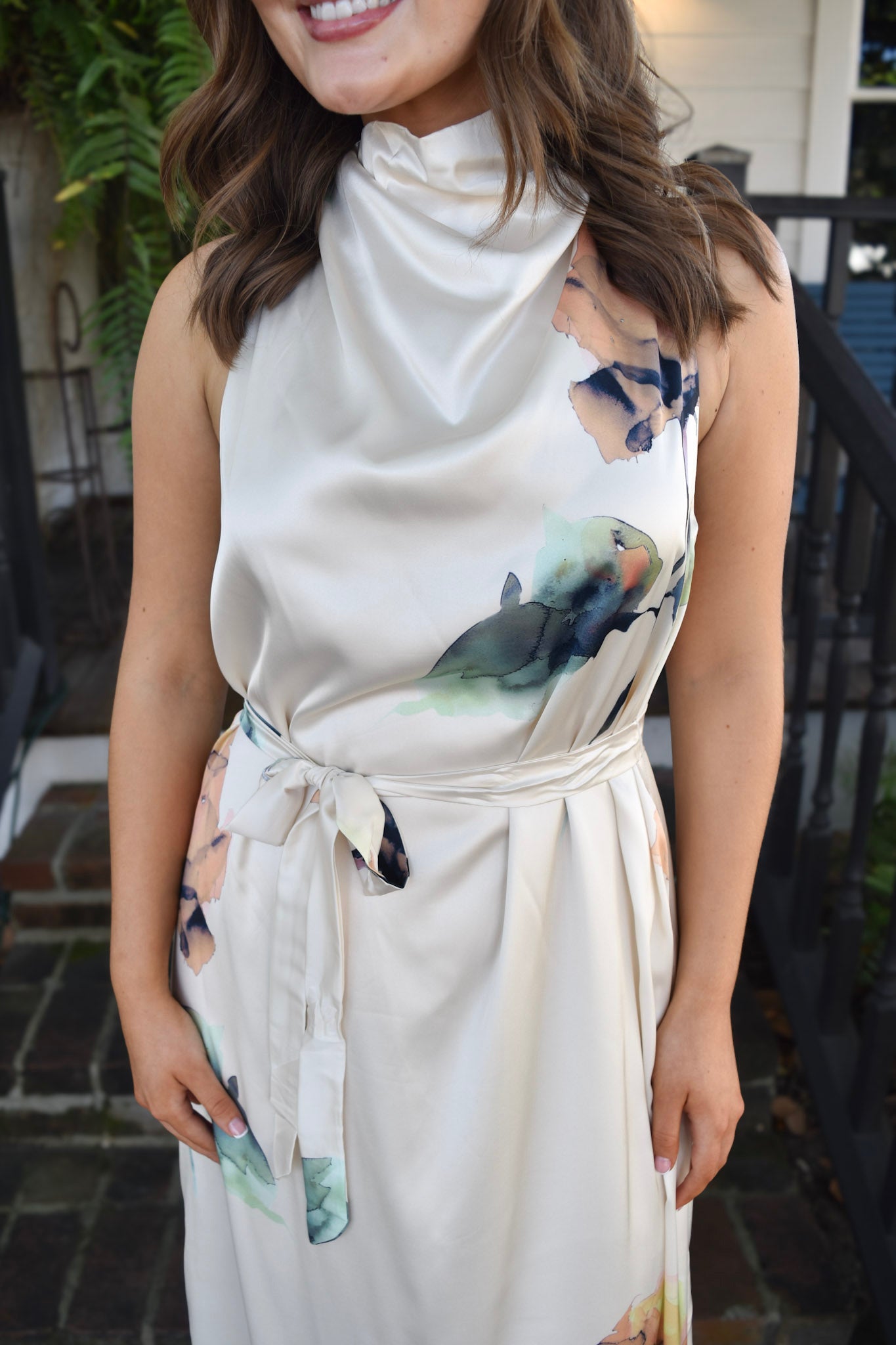 Georgia Cream Floral Silk Maxi