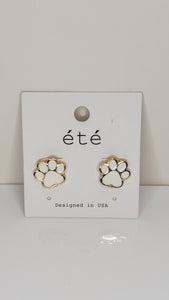 White Paw Print Earrings