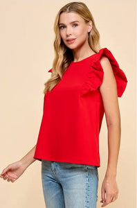 Talk About Good Red Ruffle Sleeve Top