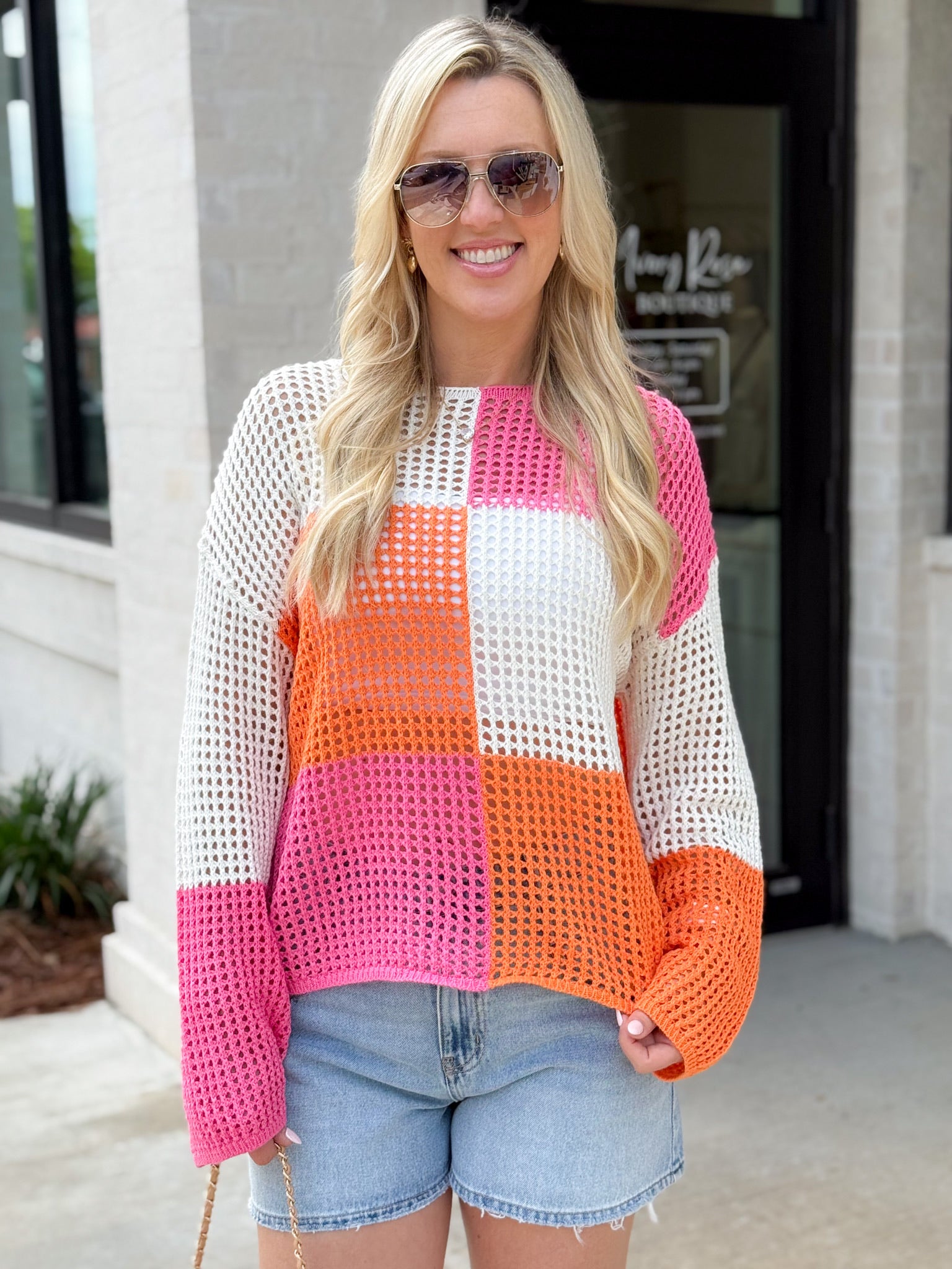 One Last Time Pink/Orange Crochet Top