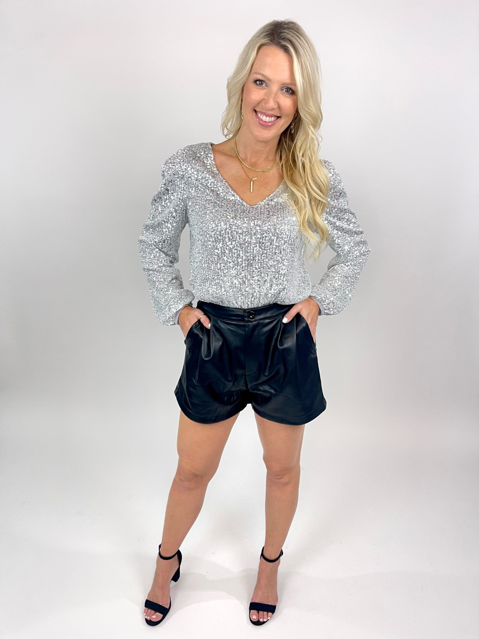 Party Time Soft Pleather Black Shorts