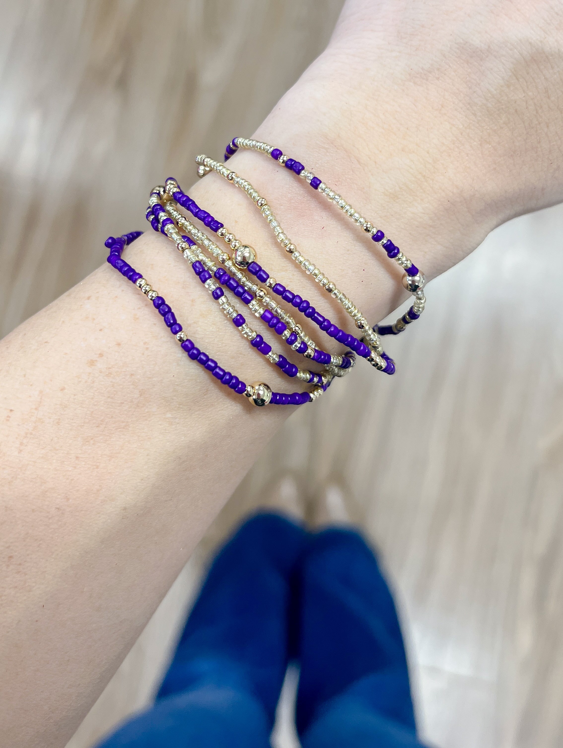 Purple & Gold Stack Bracelets