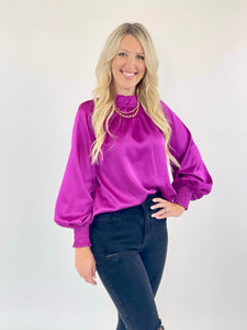 More To Love Magenta Silk Top