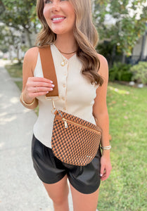 Westlyn Woven Checkered Coffee Bum Bag
