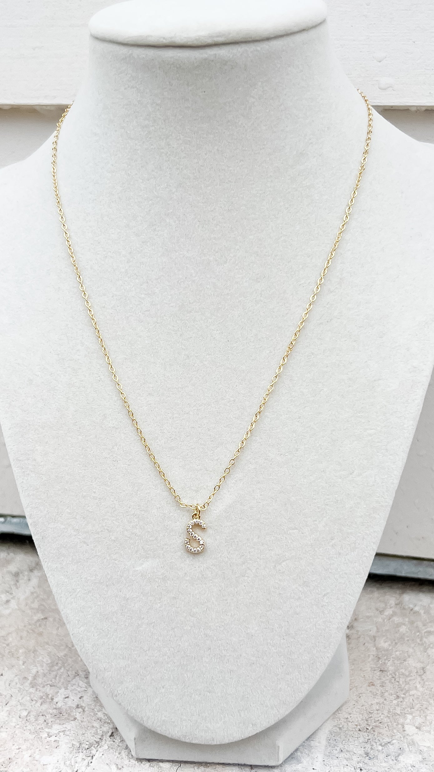 Pave Stone Initial Necklace