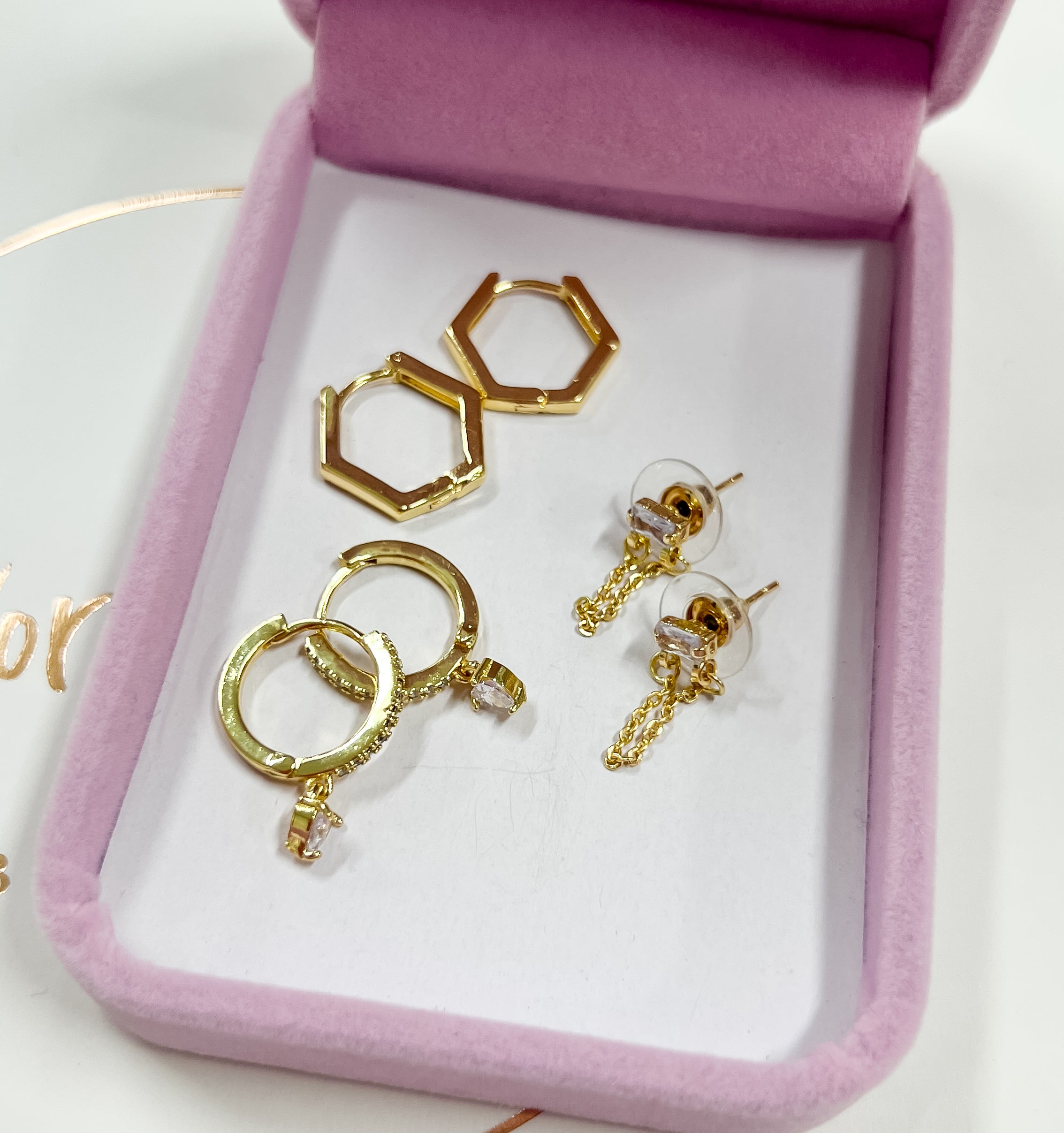 Andi Set Of 3 Gold Earrings