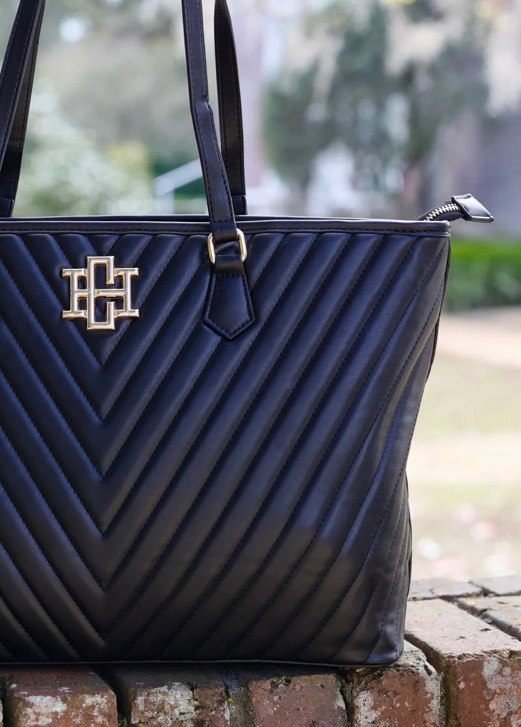 Tabitha Black Quilted Tote