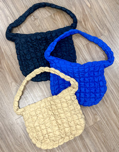 Royal Blue Quilted Puffer Tote Bag