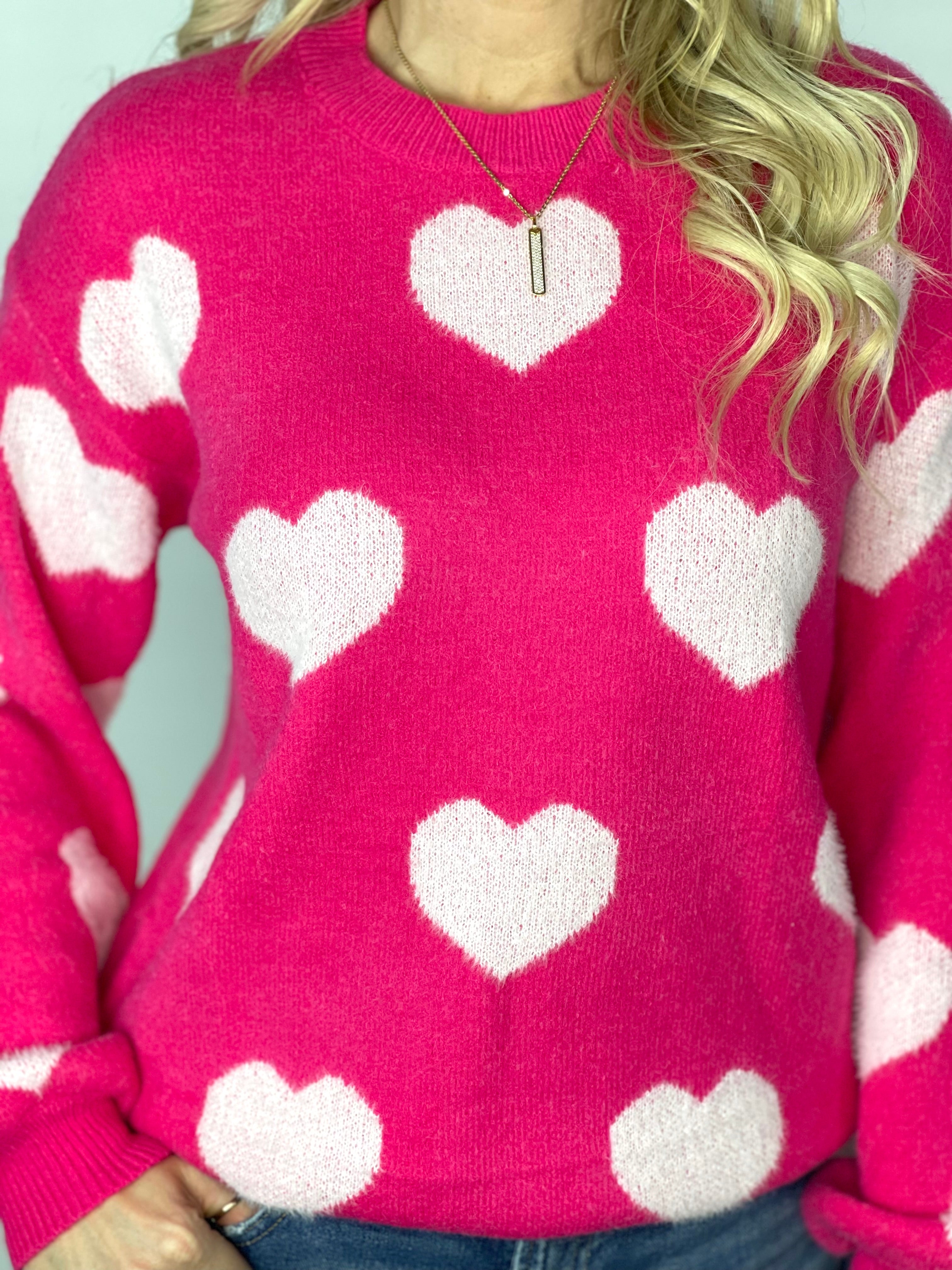 One True Love Rose Pink Heart Sweater