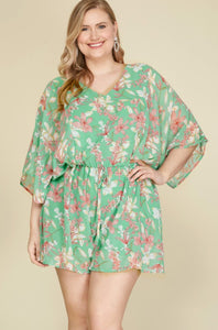 Just Friends Jade Kimono Sleeve Printed Romper