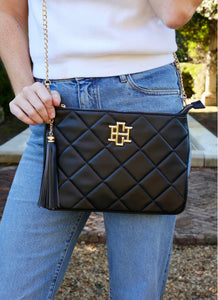 Madelyn Black Quilted Clutch/Crossbody