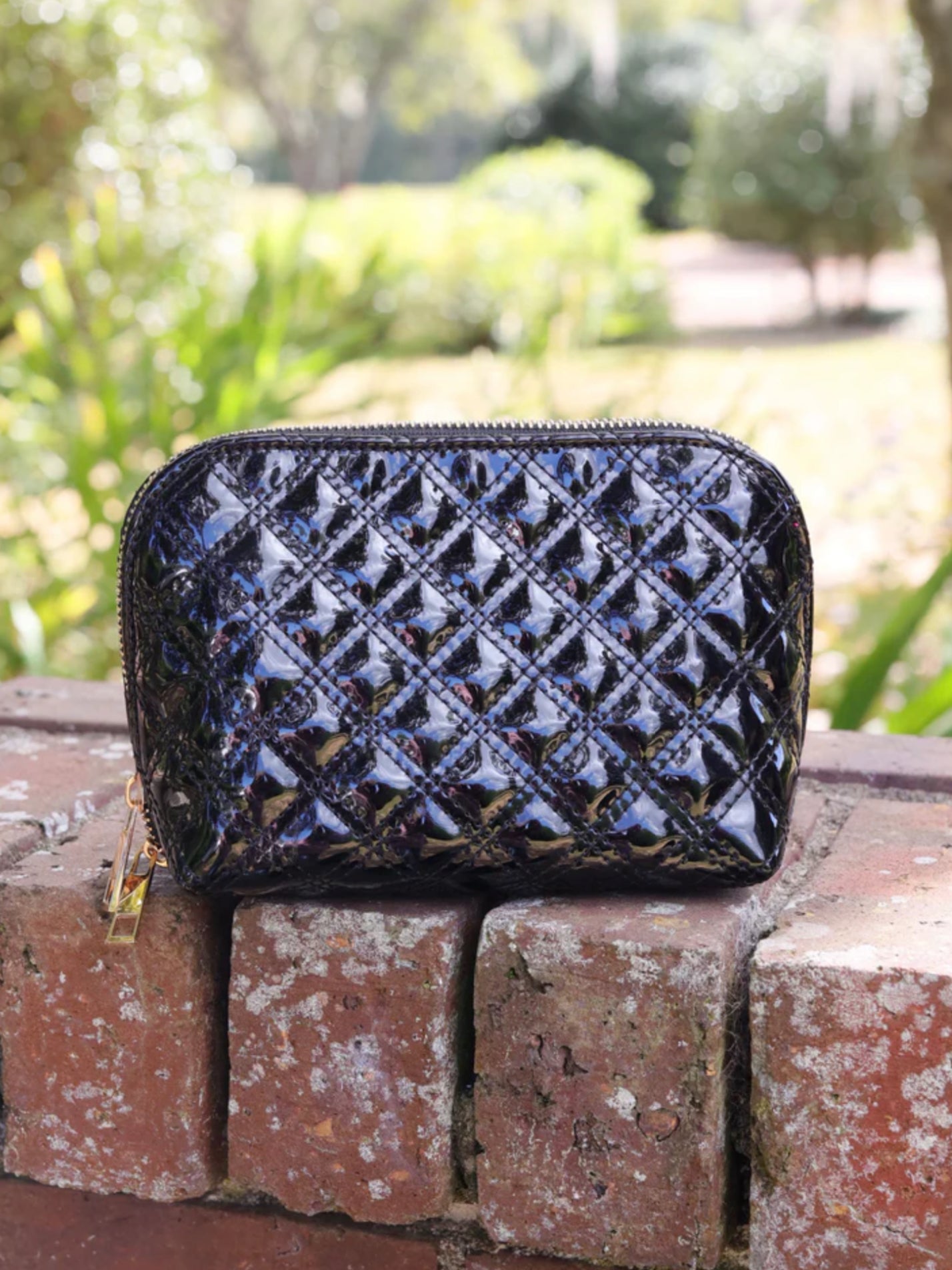 Ibiza Small Black Patent Travel Pouch