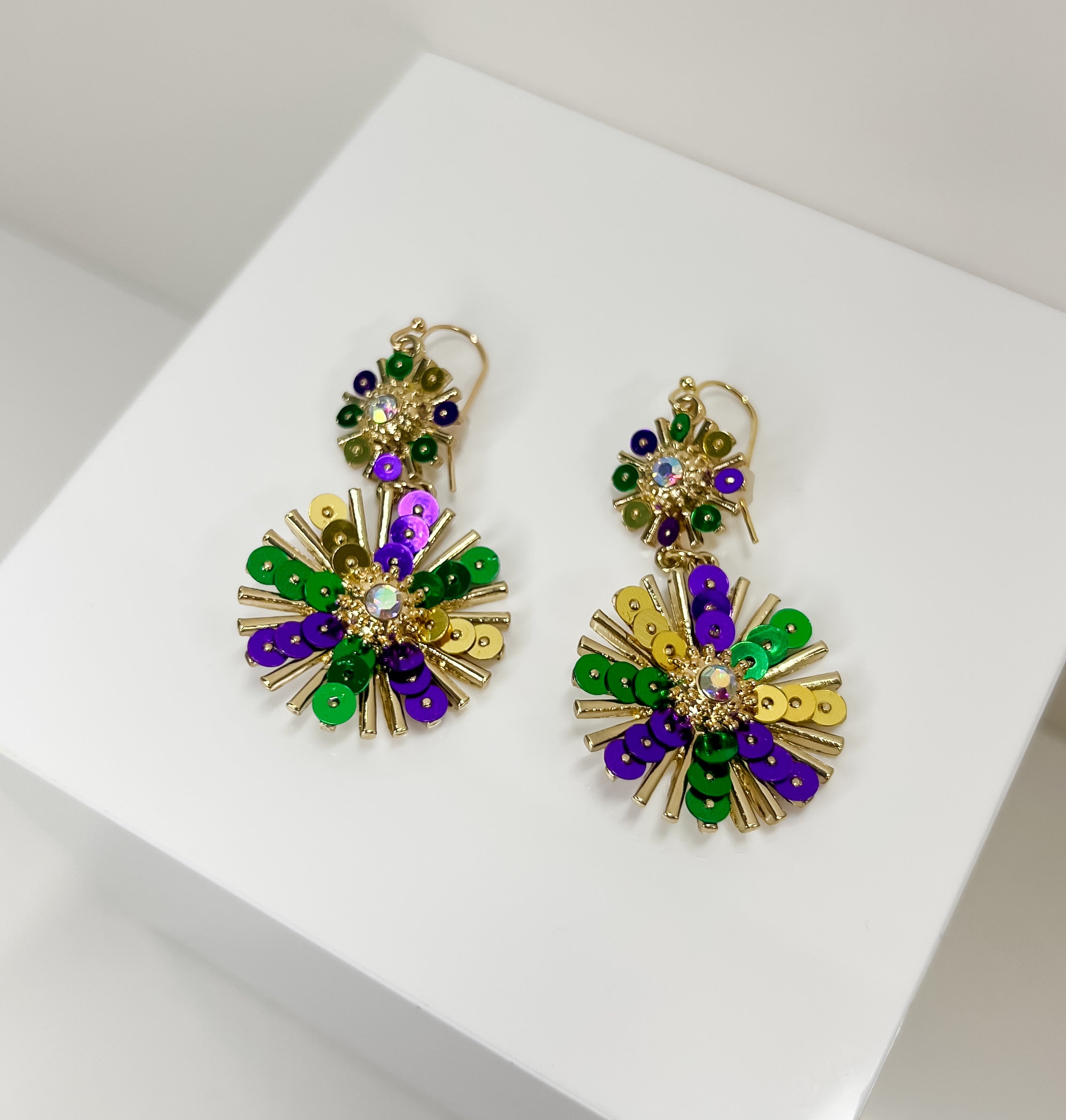 Gold Sunbursts With Purple Green & Gold