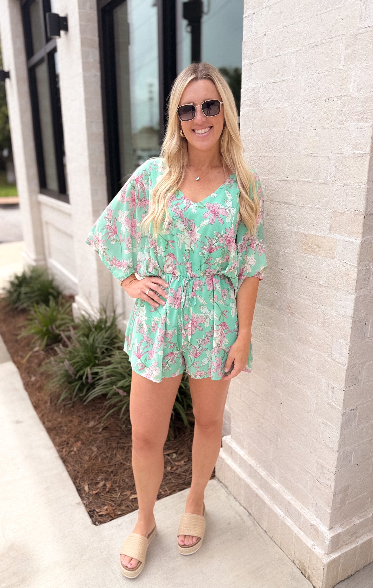 Just Friends Jade Kimono Sleeve Printed Romper