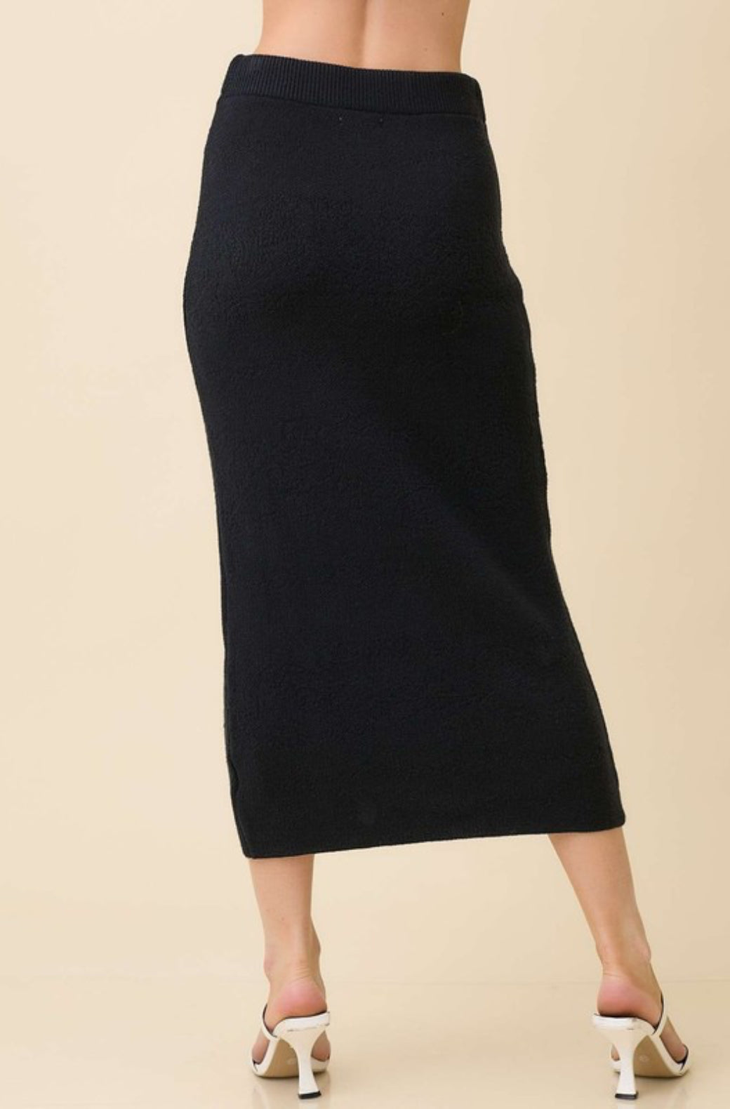 Outshine The Rest Black Knit Midi Skirt