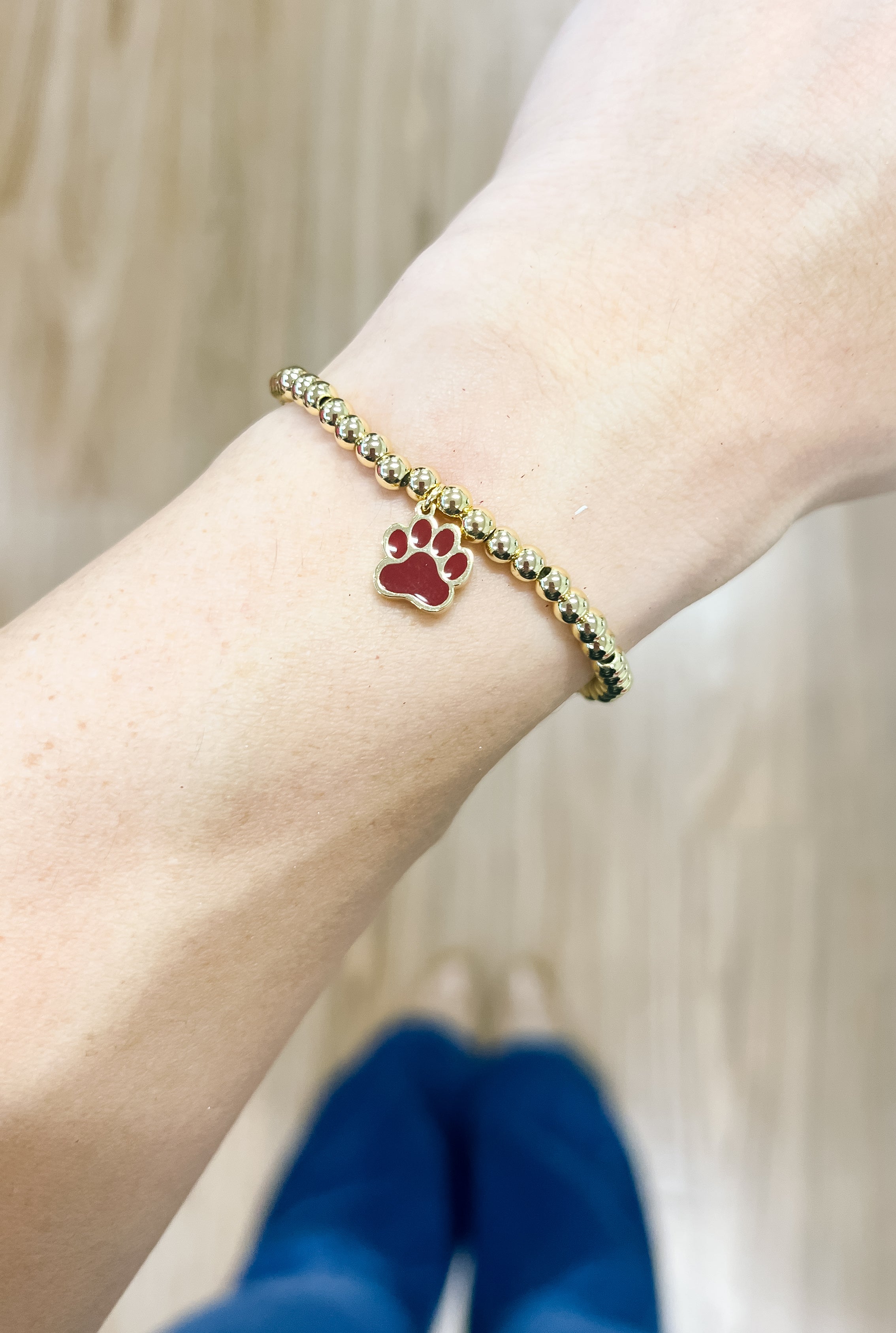 MSU Paw Print Gold Bracelet