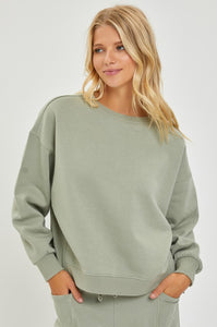 Always Cold Oversized Sage Step Hem shirt