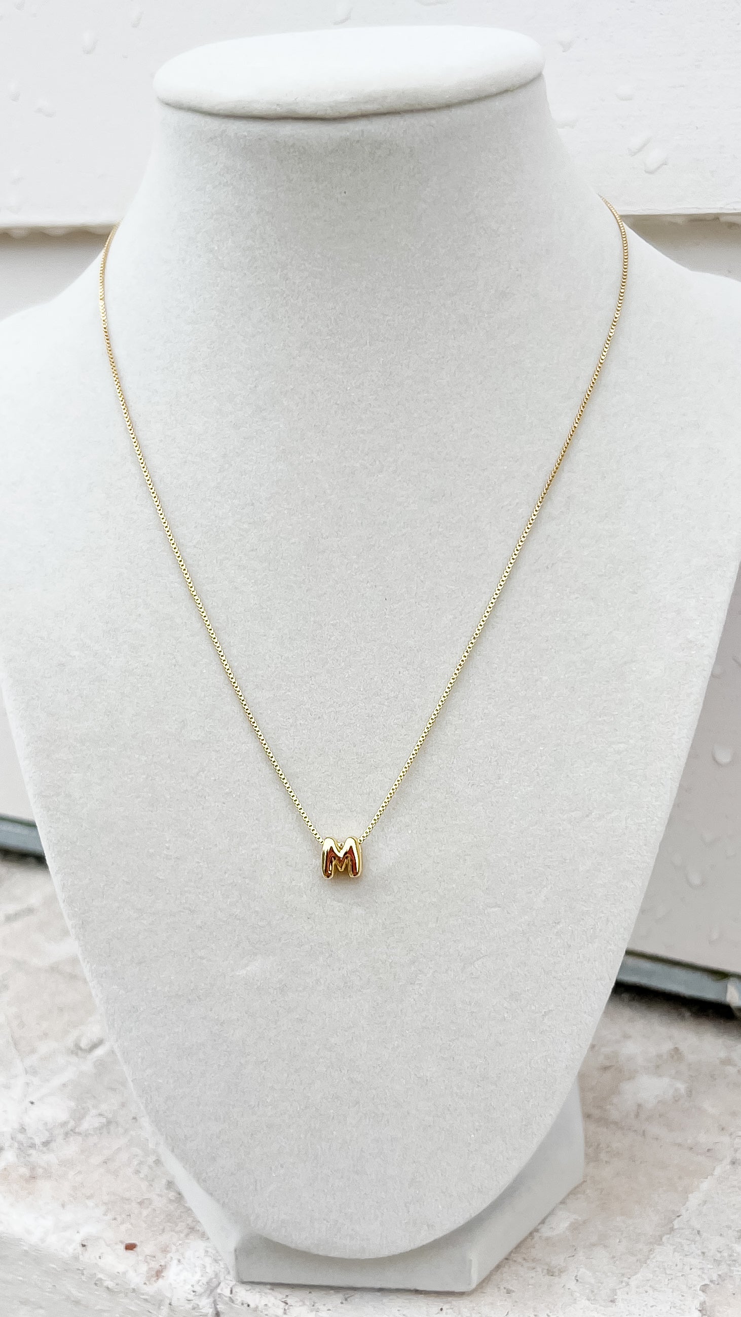 Gold Bubble Initial Necklace