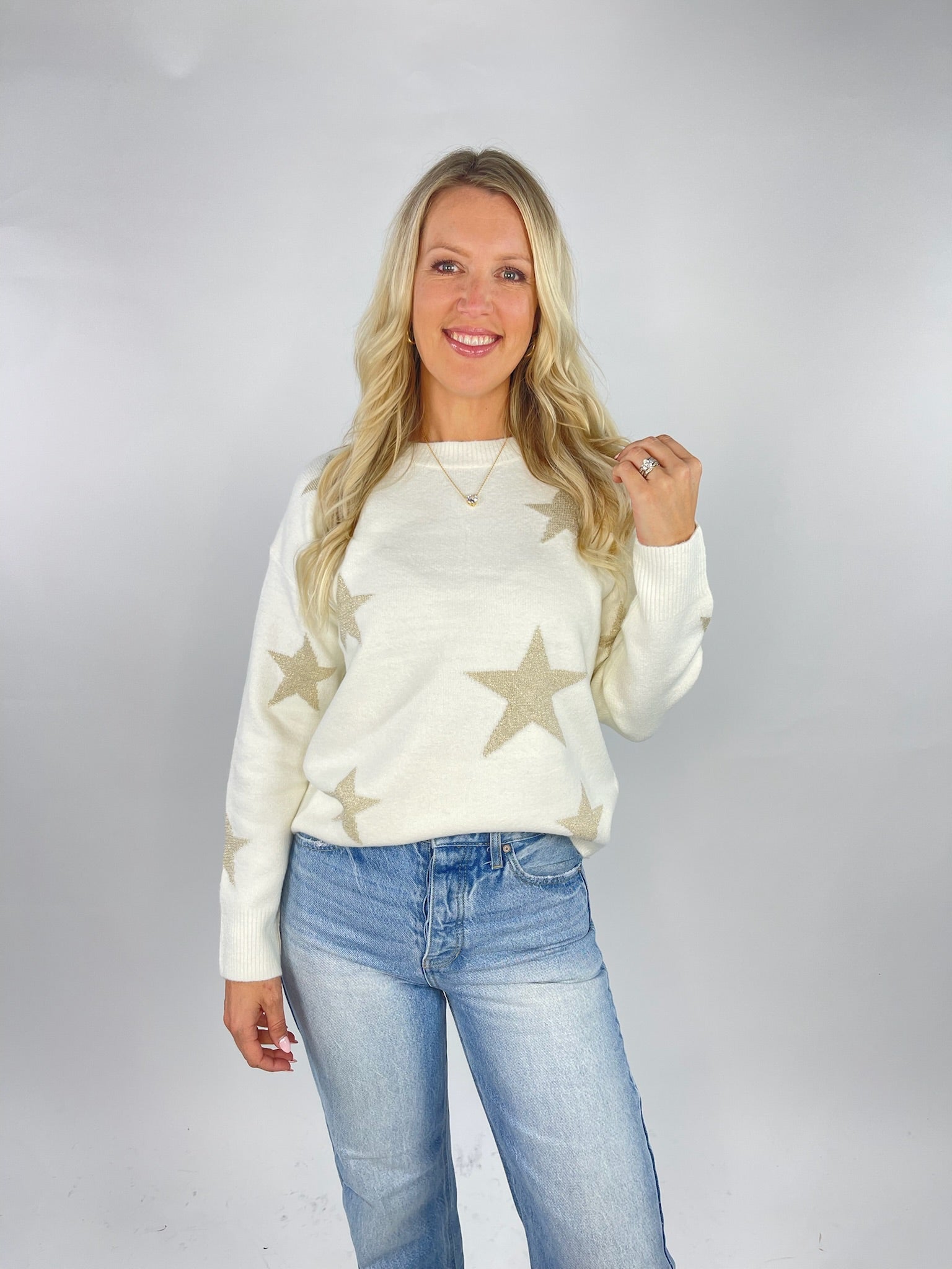 Star Pattern Ivory Sweater