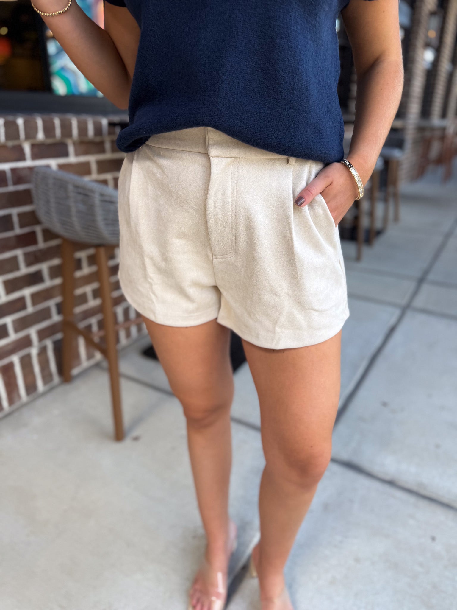Fall Vibes Cream Suede Shorts