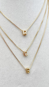 Gold Bubble Initial Necklace