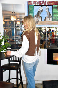 Espresso Brownie All In One Long Sleeve Sweater Vest Top