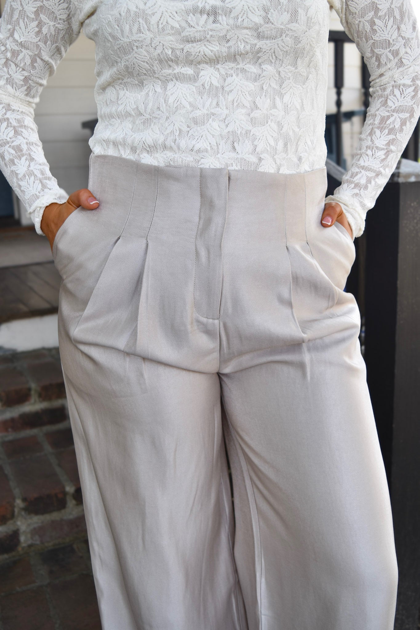 Presley Cream High Waist Dress Pants