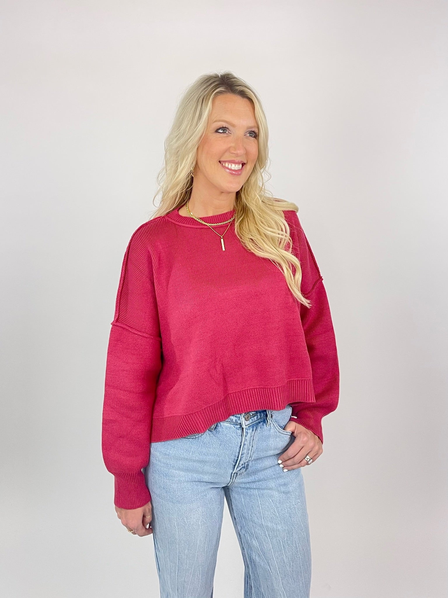 A Day To Remember Berry Cropped Sweater