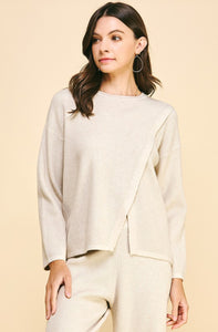 Caught In A Moment Oatmeal Front Slit Sweater