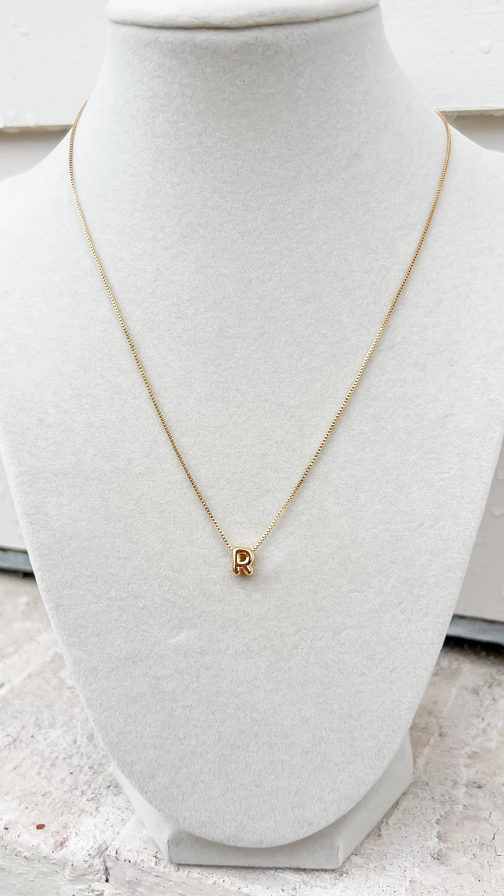 Gold Bubble Initial Necklace