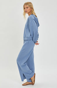 Out Of The Office Blue Soft Knit Wide Leg Lounge Pants