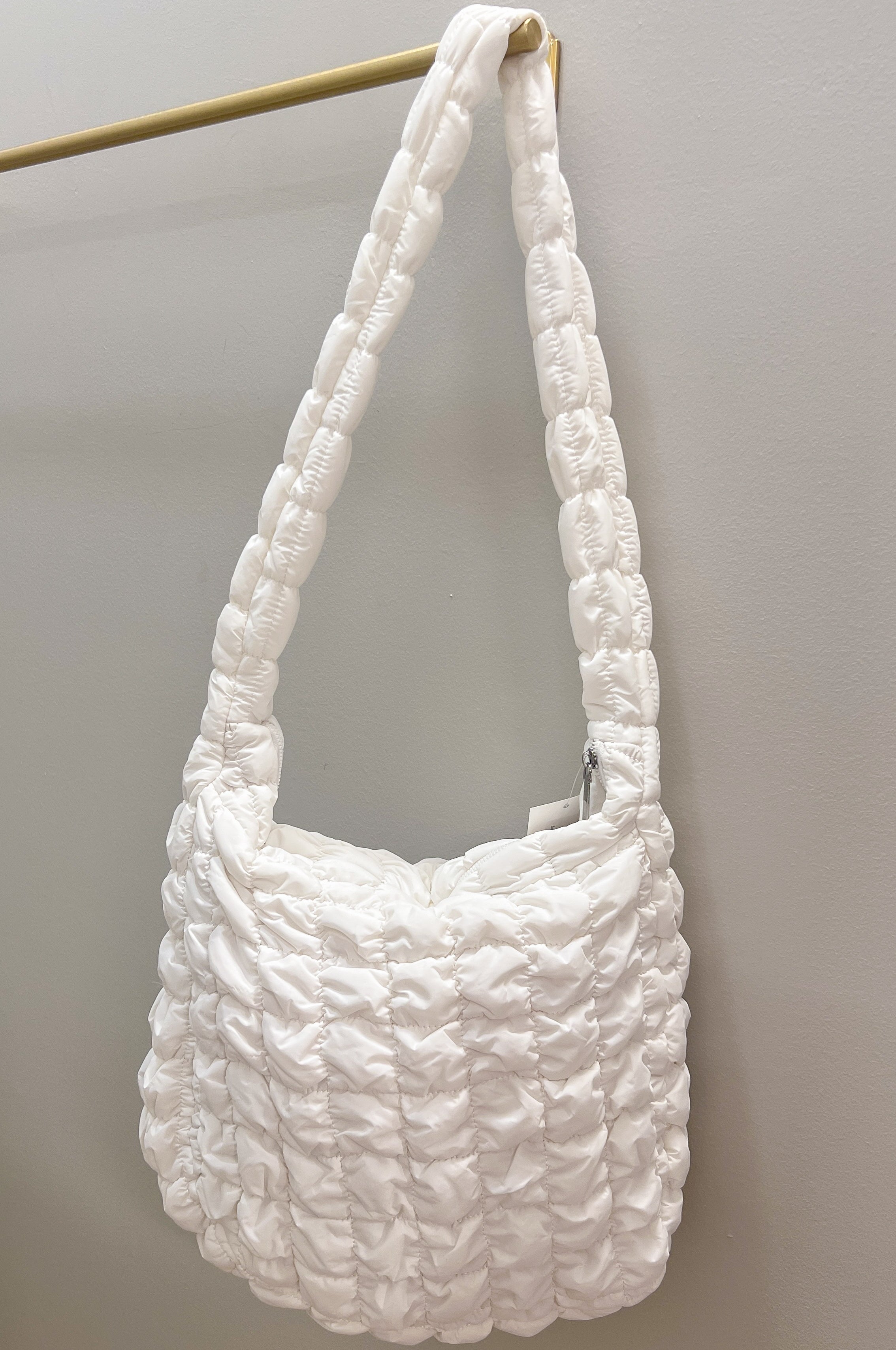 White Quilted Puffer Tote Bag