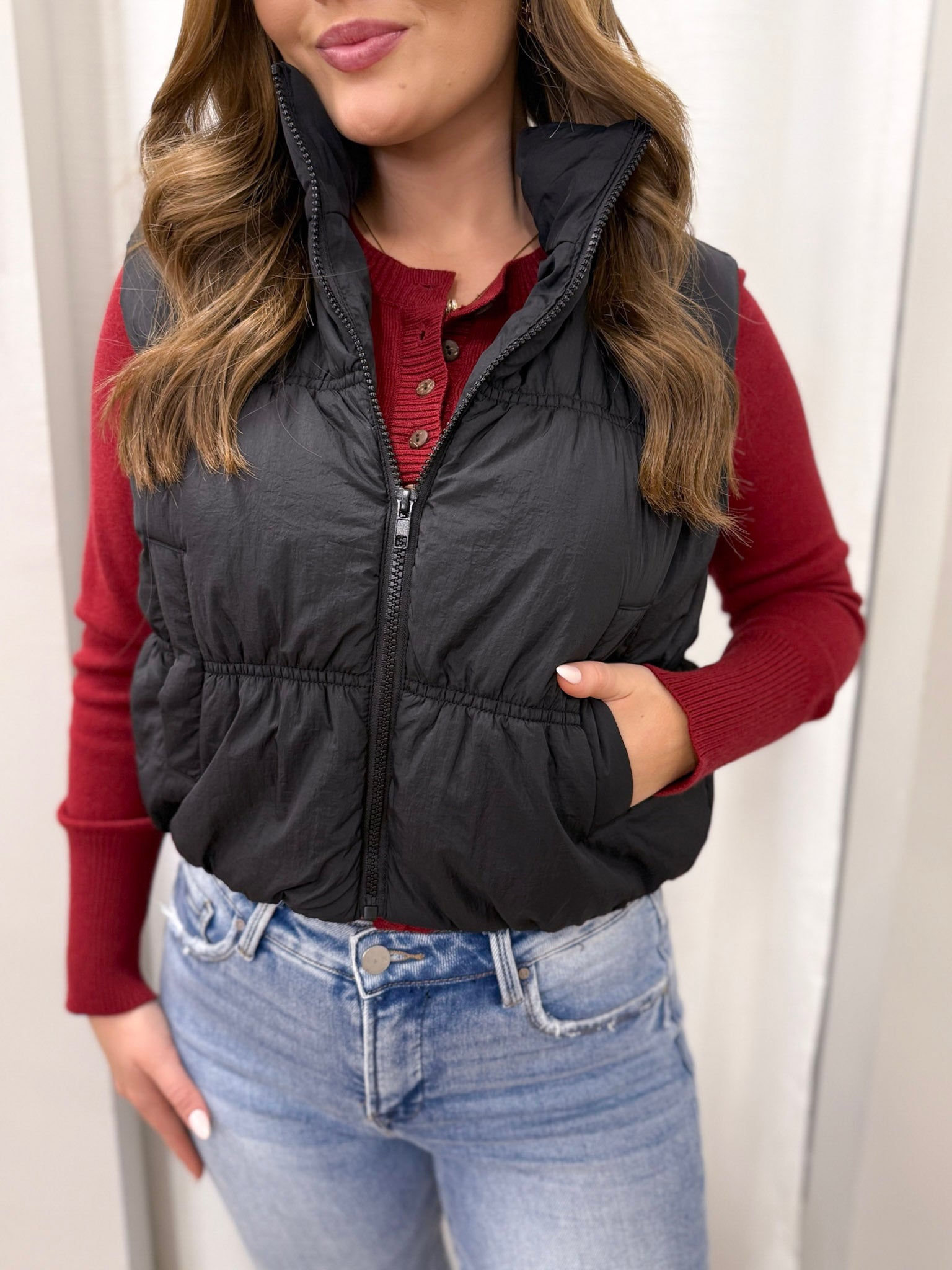 Meet For Coffee Black Puffer Vest