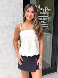 On My Terms Cream Tie Top