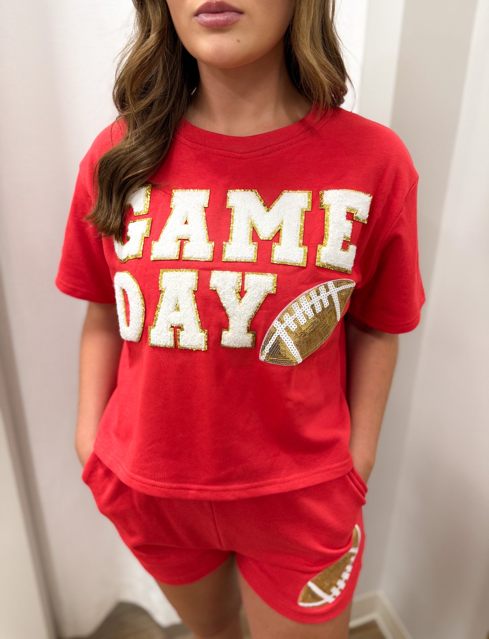 Game Day Football Patch Red Top