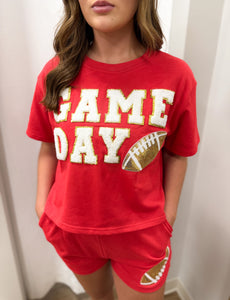 Game Day Football Patch Red Top