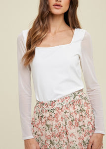 Walk This Way White Sheer Sleeve Top