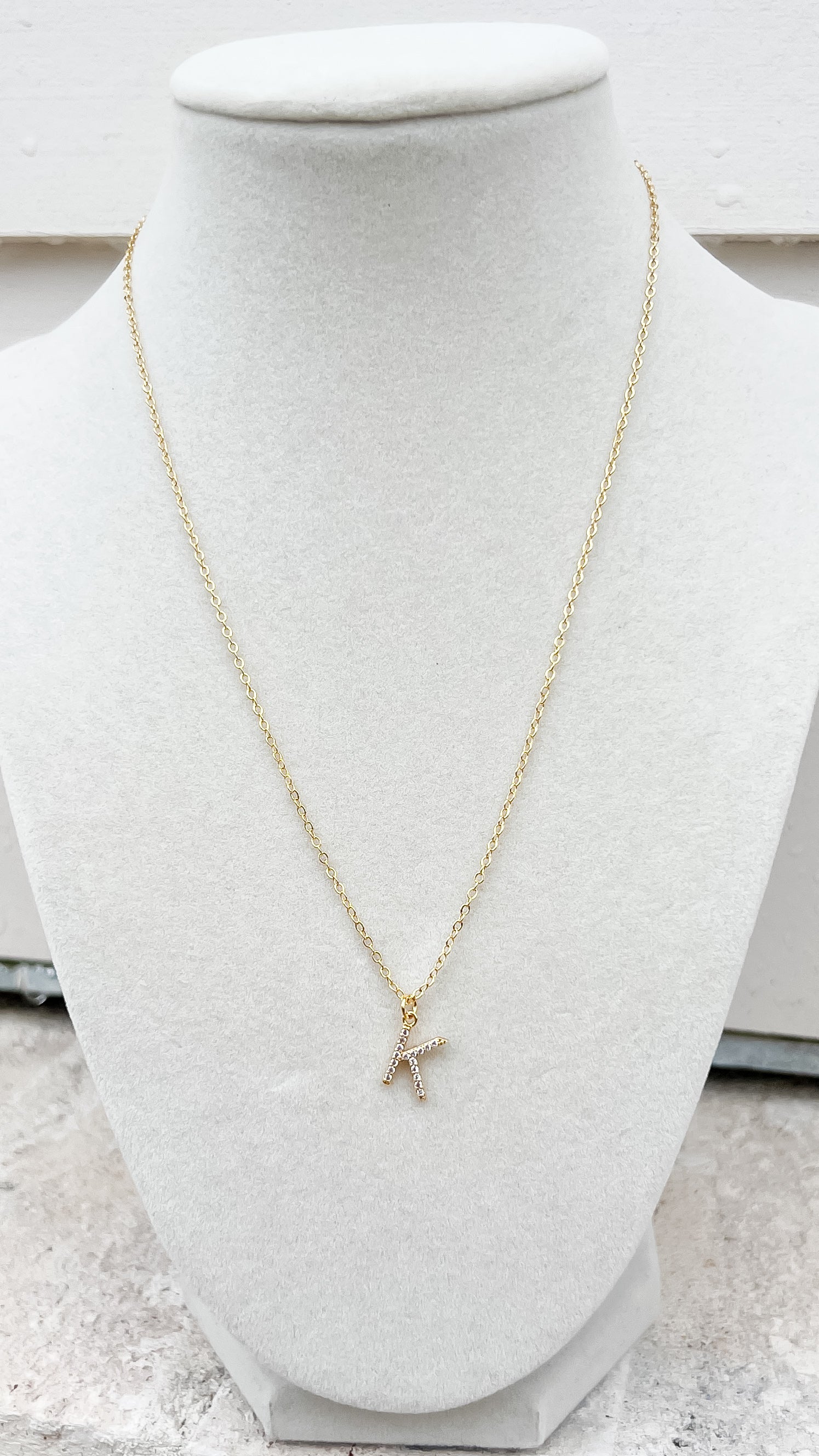 Pave Stone Initial Necklace