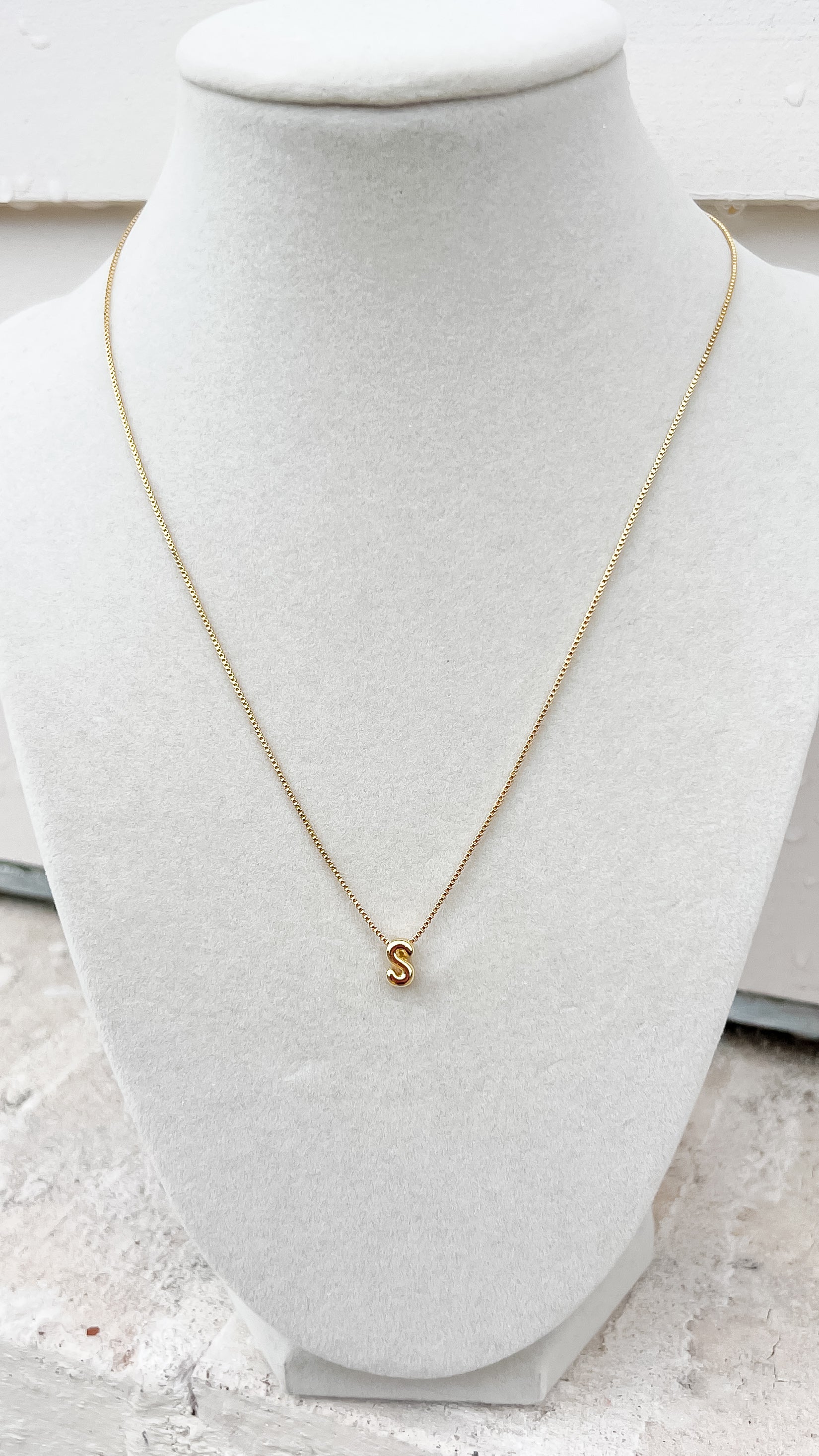 Gold Bubble Initial Necklace