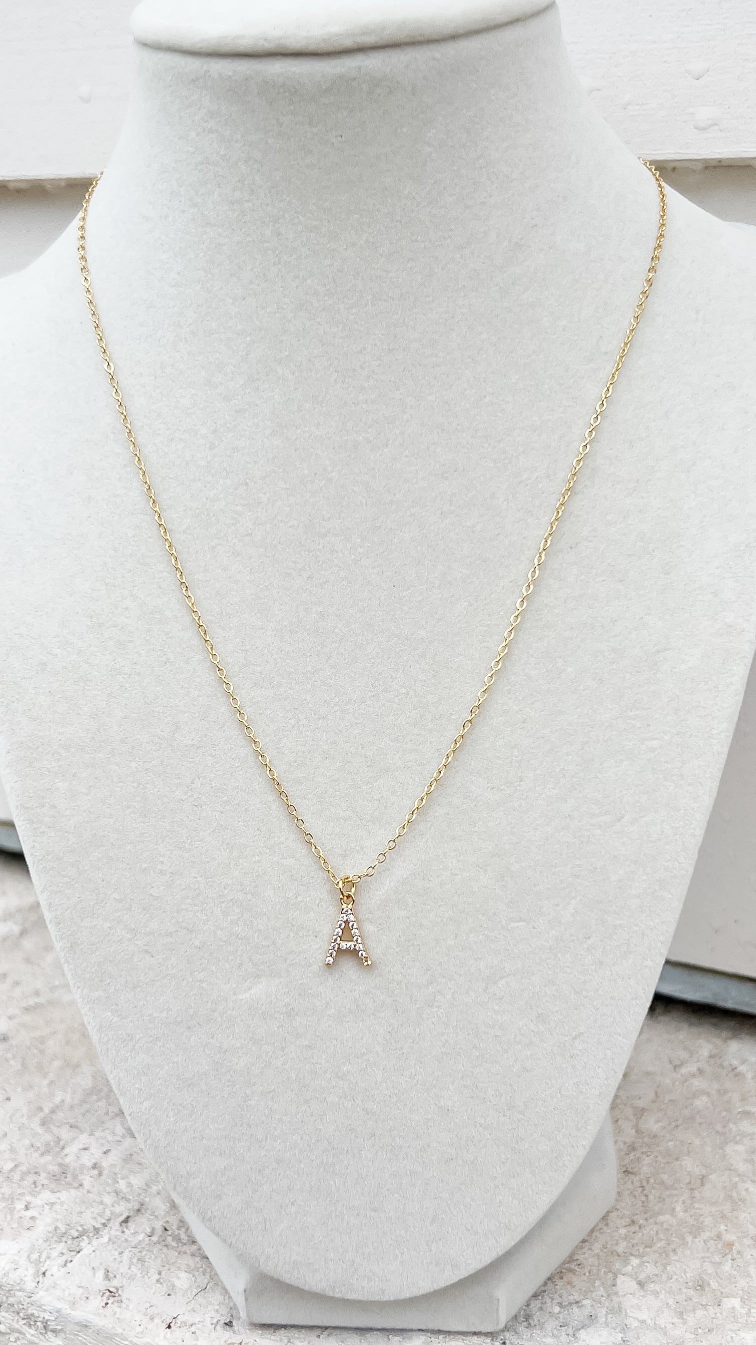 Pave Stone Initial Necklace