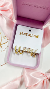 Andi Set Of 3 Gold Earrings