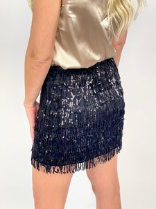 Shimmery Nights Black Sequin Skirt