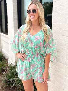 Just Friends Jade Kimono Sleeve Printed Romper