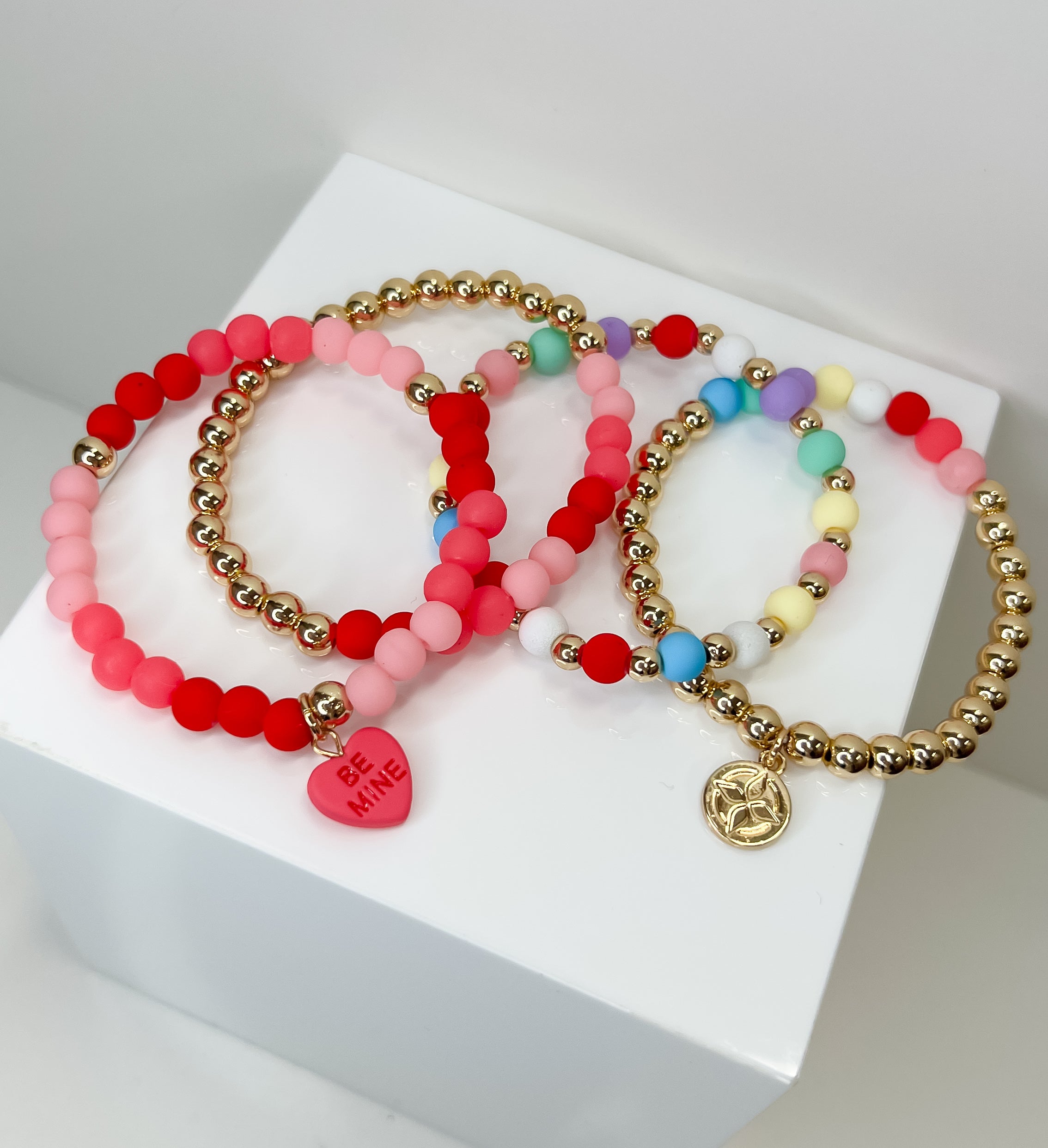 Stack Bracelets With  Be Mine Charm