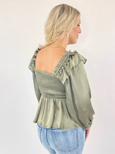 Life Is A Highway Olive Blouse