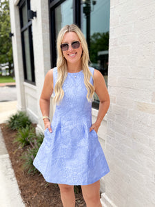 Garden Of Roses Blue Lace Fit And Flare Dress