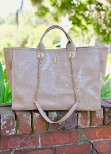 Melissa Taupe Patent Tote Bag