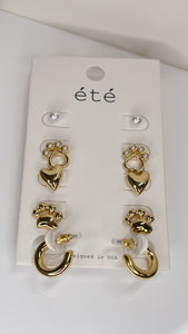 5 Piece Paw Print Set Earrings