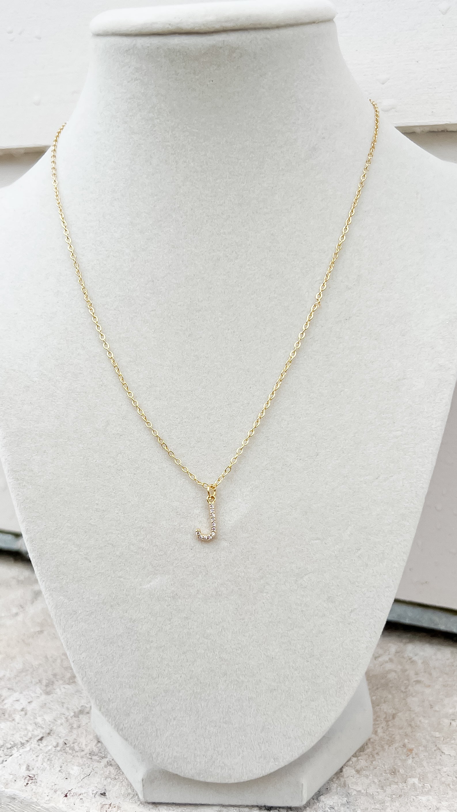 Pave Stone Initial Necklace